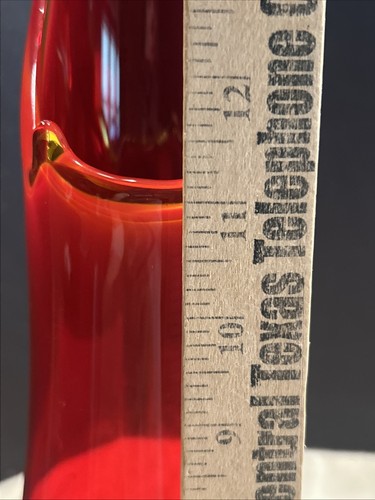 Vintage MCM LE Smith Style Red Amberina Pedestal Swung Vase 15.5" Tall Red - Picture 13 of 19