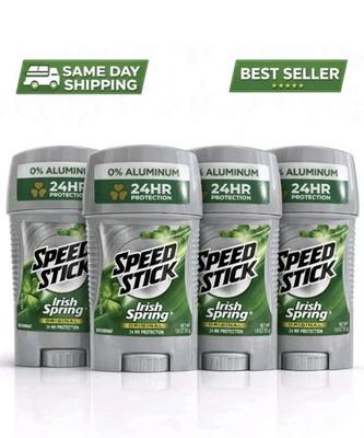 #ad Speed Stick Irish Spring Deodorant 4 Pack 1.8oz 24Hr 0% Aluminum Men $12.90