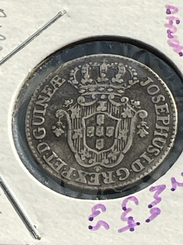 1762 Portuguese Africa Angola 2 Silver Macuta. Rare. Mintage~20 000. W 2.95 gram