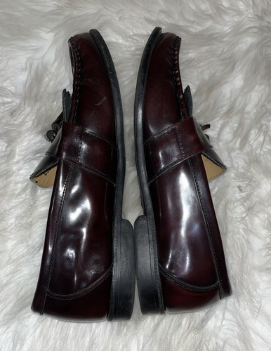 Mocassini uomo Nunn Bush Keaton nappa taglia 10M pelle bordeaux slip-on Oxford - Foto 4 di 14