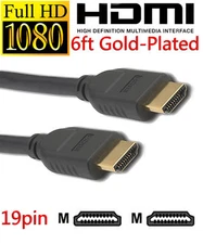 Gold Plated HDMI Cable for Video Game HDTV Blu-ray DVD Players SAT Cable Box 6Ft