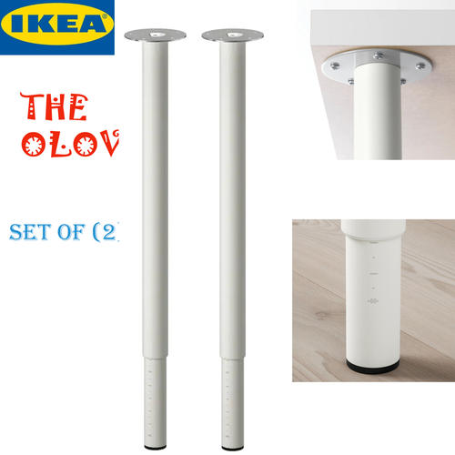 (2) Legs Ikea White  OLOV Leg Adjustable White 302.643.01 Table Leg Any Project - Bild 1 von 7