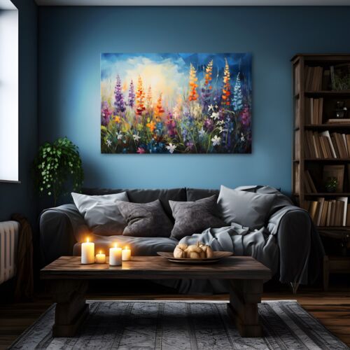 Bonita impresión de pintura en acuarela de flores silvestres sobre lienzo arte de pared floral botánico - Imagen 9 de 10