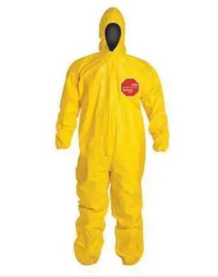 Dupont Qc127tyl3x000400 Hooded Chemical Resistant Coveralls , 3Xl  QTY4