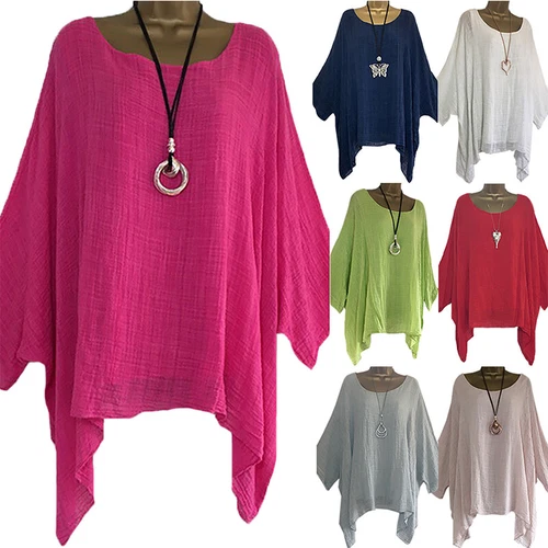 Übergröße Damen Sommer halbärmelig lockere Bluse Damen lässig Fledermaus Flügel TShirt Top - Bild 2 von 44