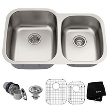 Premier 32-inch 16 Gauge Undermount 60/40 Double Bowl Stainless Steel Kitchen Si