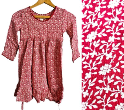 April Cornell Girls Dress 7 8 Red White Floral Romantic Cottagecore Party Easter