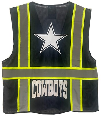 #ad 🏈🦺DALLAS COWBOYS SAFETY WORK VEST PPE BLUE W SILVER REFLECTIVE LOGO M L XL 2XL $44.99