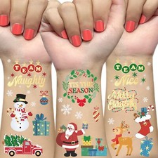 Christmas Temporary Tattoos Stocking Stuffers Fake Tattoo Stickers for Kids
