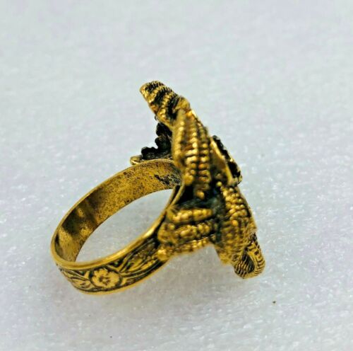 LOT OF 10 'Antique Gold' Look Ring Blanks for Jewelry Making Adjustable Size NOS - Picture 3 of 7