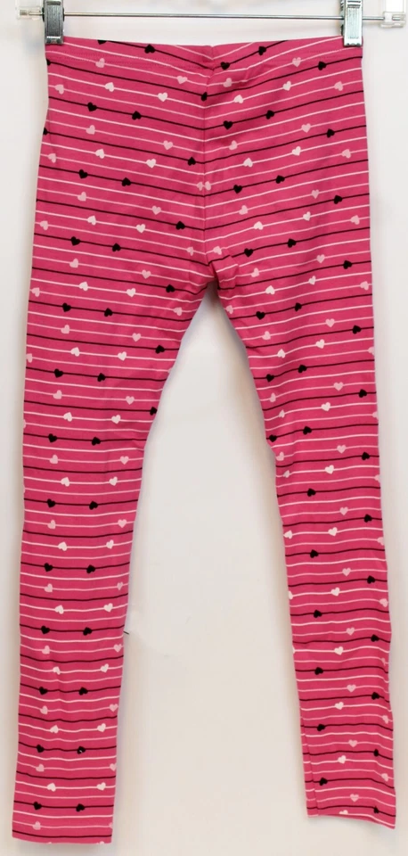 NWOT 2007 Gymboree Tres Chic Striped Heart Leggings sz 9 Pants Hot Pink - Image 4 of 4