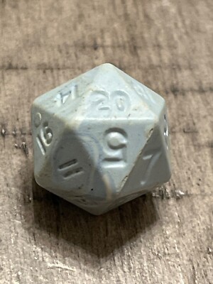 Vintage Moldvay d20 marbled sky blue uninked rpg ad&d dice 120823@