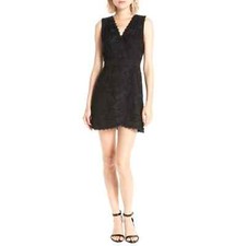 Alice + Olivia Lennon V-Neck Lace Mini Cocktail Dress Black Size 10 NWT!