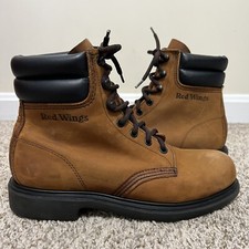 Red Wings Leather Boots 2369 Steel Toe Lace Up Union Made in USA Women's Sz 8 B