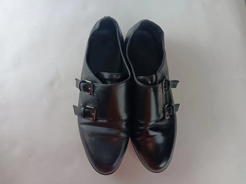 Aldo 女式牛津舒适鞋黑色皮革双僧侣杏仁鞋头 7 码 — 第 2/4 张图片