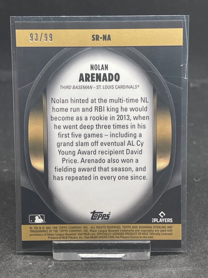 2021 Bowman Sterling Sterling Recollections 93/99 Nolan Arenado #SR-NA - Image 2 of 2