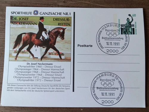 GERMANY EQUESTRIAN BARCELONA OLYMPICS DR NECKERMANN 1991 SPORTS FD CARD