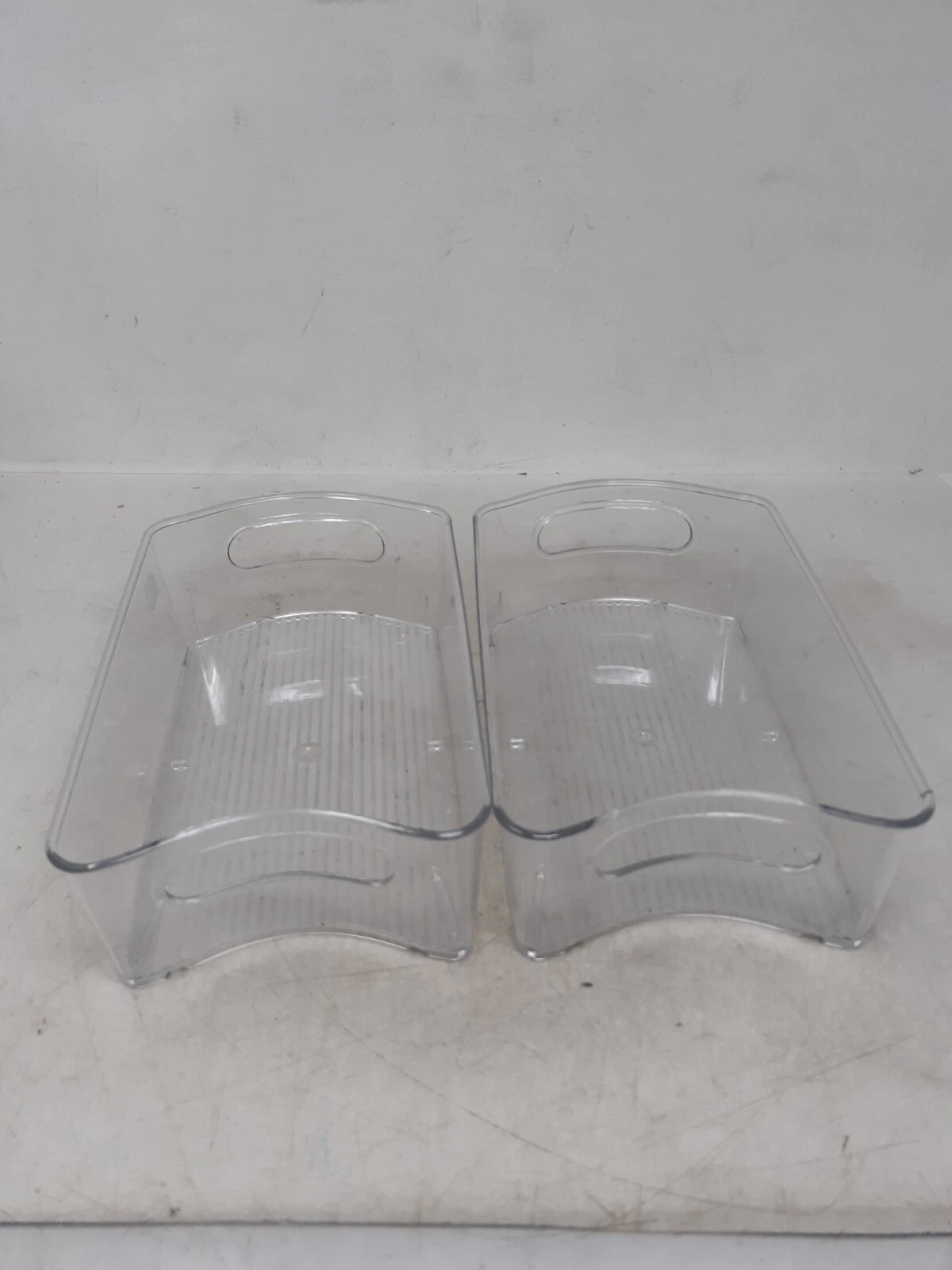 Lot of 2 Smart Design Stackable Clear Refrigerator Storage Bin 6" x 3" x 10"