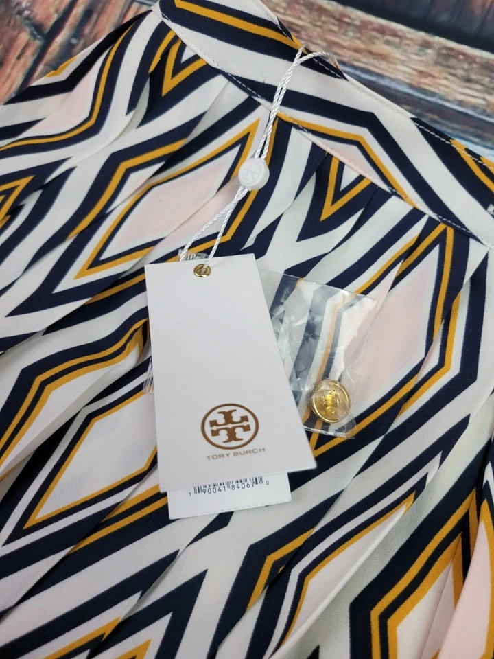 Culottes plisados Tory Burch Faye estampado de diamantes multicolor talla 4 venta al por menor $398 (H4 Foto 4 de 4