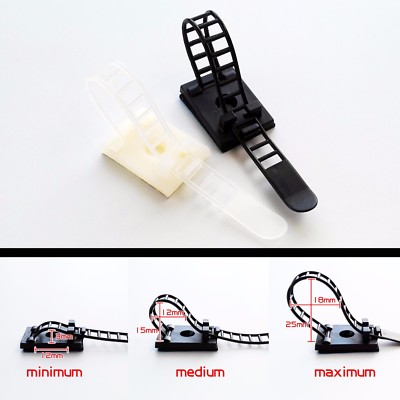 Adjustable Adhesive Cable Clamp Clips Wire Cord Holder Management Organizer Ties