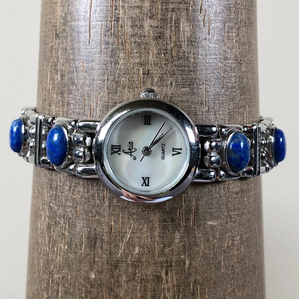 Женские кварцевые аналоговые часы Aria Dress Blue Stone Lapis Lazuli серебристые 22 мм 7 дюймов - Изображение 3 из 4