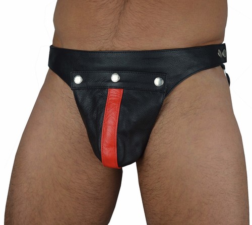 AW-514 Genuine Leather Jockstrap/Leather Briefs, Leather String Jockstraps, Leather Underpants - Picture 3 of 9