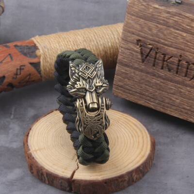 Never Fade Viking Wolf Handmade Cord Bead Bracelets Biker Jewelry Punk Style