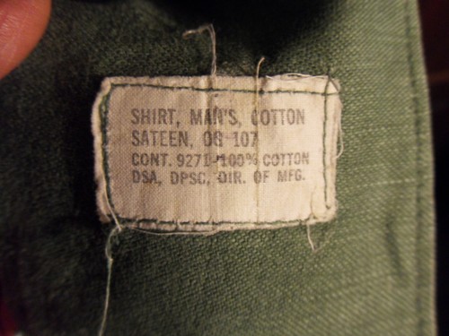 VTG ARMY Vietnam ?? Sateen Cotton Utility Shirt LS OG 107 14.5 X 30 SMALL - Picture 5 of 8