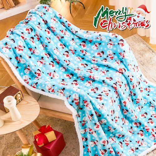 Christmas Throw Blanket, Christmas Decorations Blankets and Throws, Snowman - Picture 5 of 7
