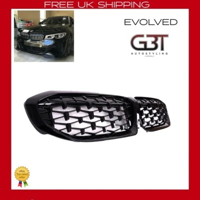 GBT-AUTOSTYLING FOR BMW 3 SERIES G20 KIDNEY GRILL GRILLE DIAMOND STYLE SPORT 2019+ MODELS BLACK