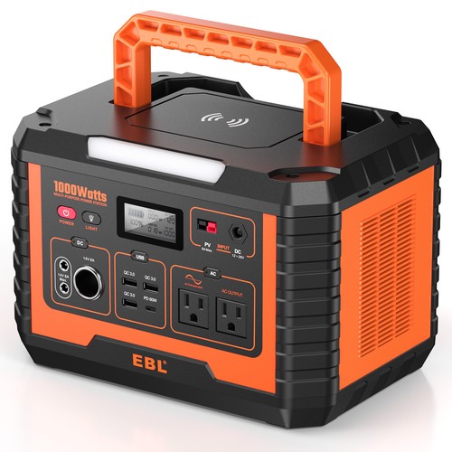 999Wh Portable Power Station 1000W LED Camping Solar Generator Power Supply RV