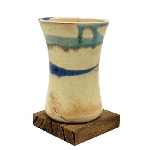 Jarrón Kintsugi Cup Bud estudio cerámica esmalte por goteo oro grietas arte crecimiento regalo  - Imagen 3 de 8