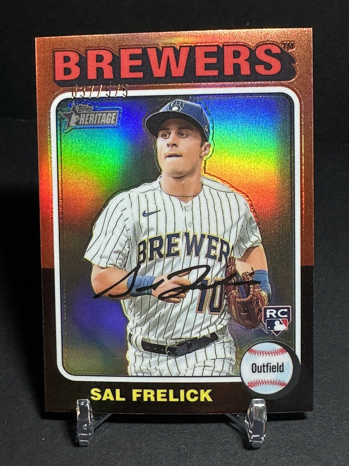 2024 Topps HERITAGE SAL FRELICK CHROME REFRACTOR #’d 037/575 BREWERS RC #451