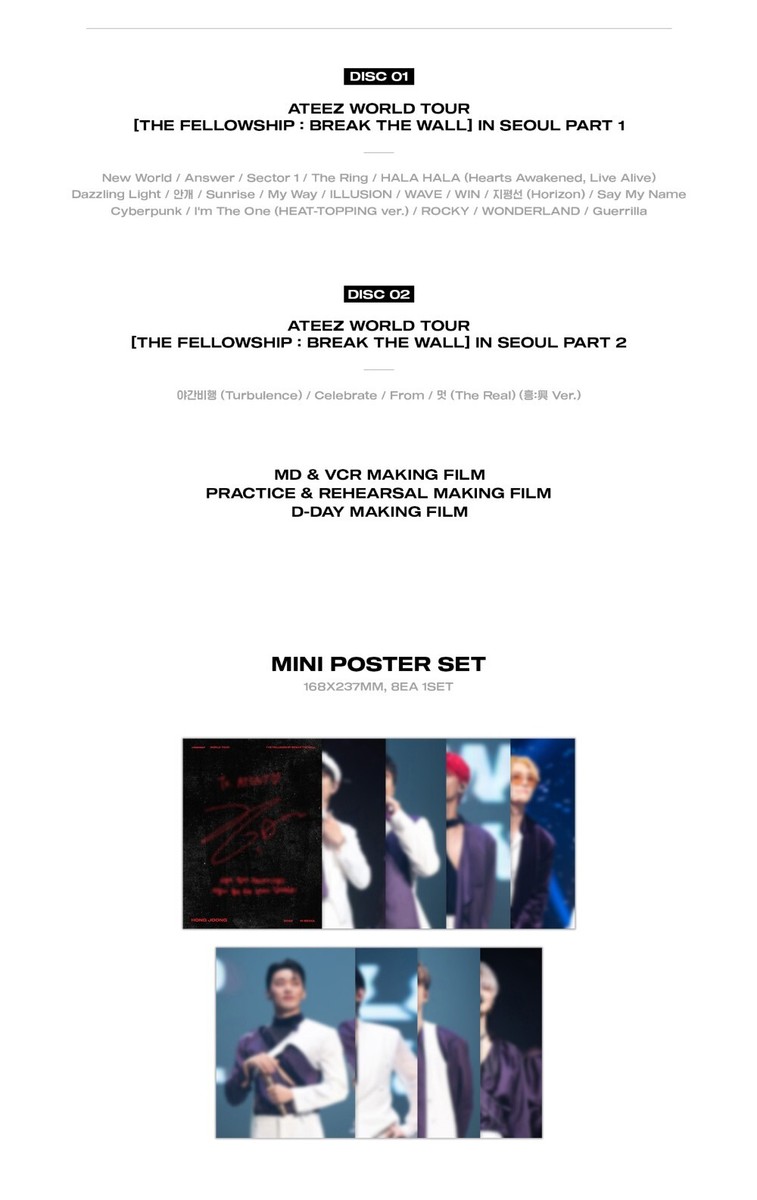 ATEEZ WORLD TOUR THE FELLOWSHIP BREAK THE WALL IN SEOUL DVD