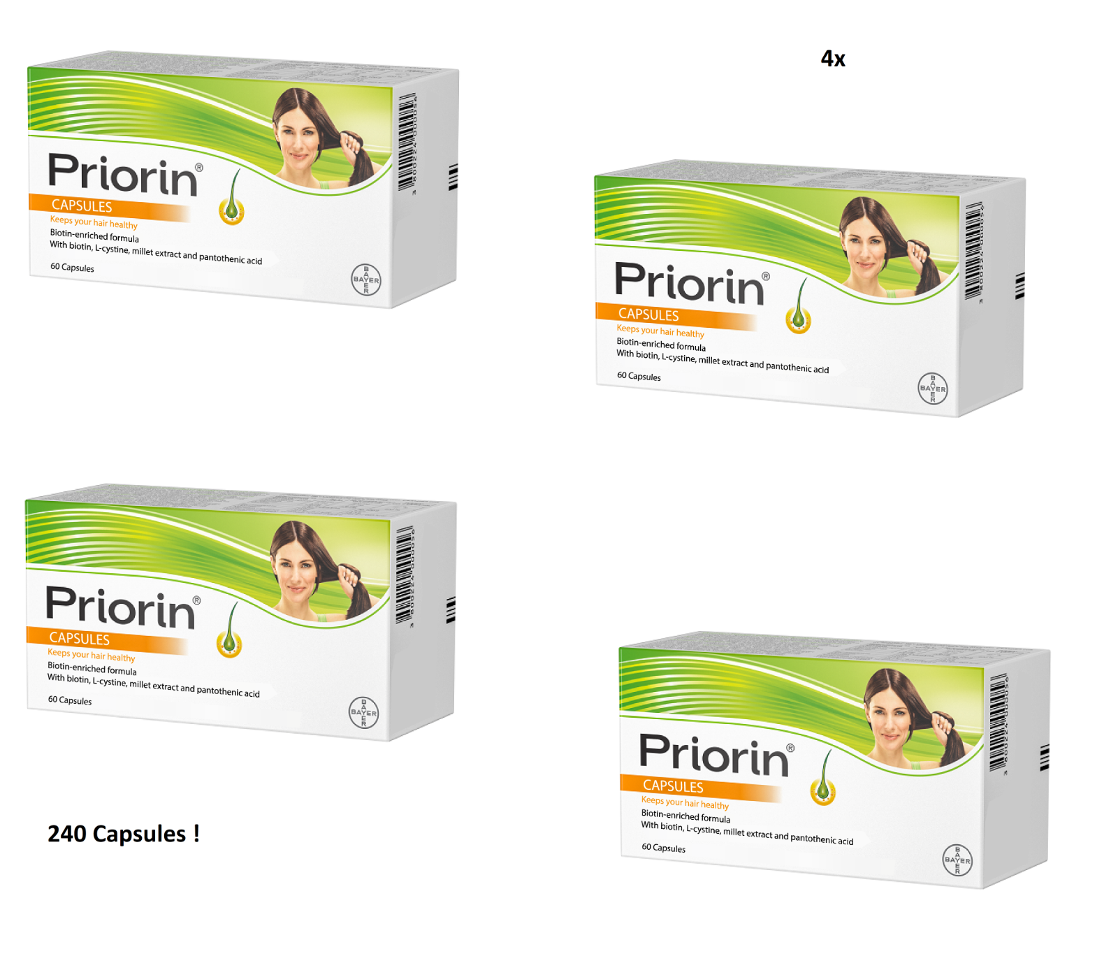 Bayer Priorin 60/120/180/240 Capsules Hair Growth Loss Treatment eBay
