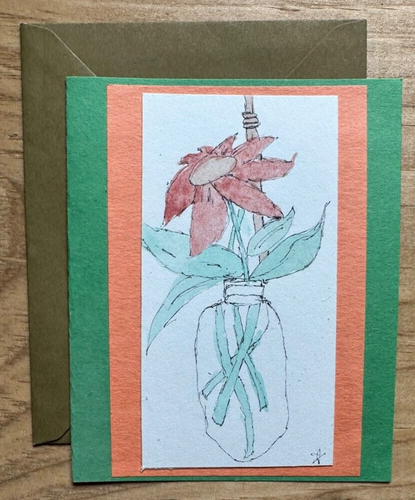 Set of 5 Handmade Greeting Cards-Blank Inside-Watercolor Painting-Flowers-Vase - Picture 6 of 12