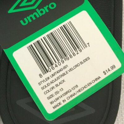 【UMBRO】 ★ SANDALS ★ LIGHT SHELL Umbro Boys Athletic Slides Sandals Black Silver Size S 13