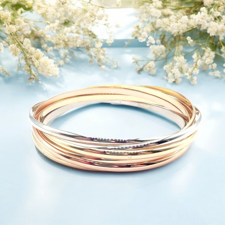 ¡Auténtico! Brazalete Vintage Cartier Oro 18k Tricolor 7 Bandas Trinidad Foto 2 de 4