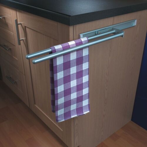 Towel Rail Telescopic Tier Pull Out Kitchen Cabinet Under Worktop Aluminium - Afbeelding 1 van 4