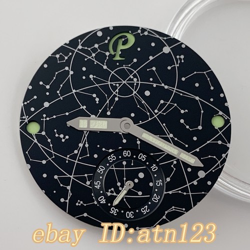 36mm Black Watch Dial With Hand Green Mark Fit ETA 6498 Seagull ST3620 Movement - Picture 4 of 9