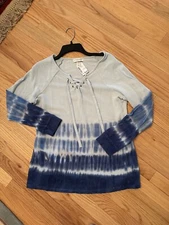 Christopher & Banks Lace Up Tie Dye Top New PM