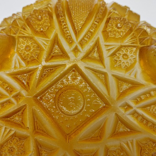 2 Toned Amber Depression Glass Round Mid Century Modern Footed Serving Bowl VTG - Picture 10 of 11