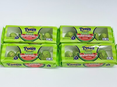 Peeps Marshmallows Sour Watermelon Flavor Lot of 4 Packs of 5 (20 Pcs) Easter