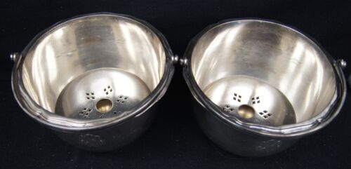 2er Set Christofle versilbert 7" Eiskübel mit Abflusseinsatz FRANKREICH Monogramm - Bild 2 von 6