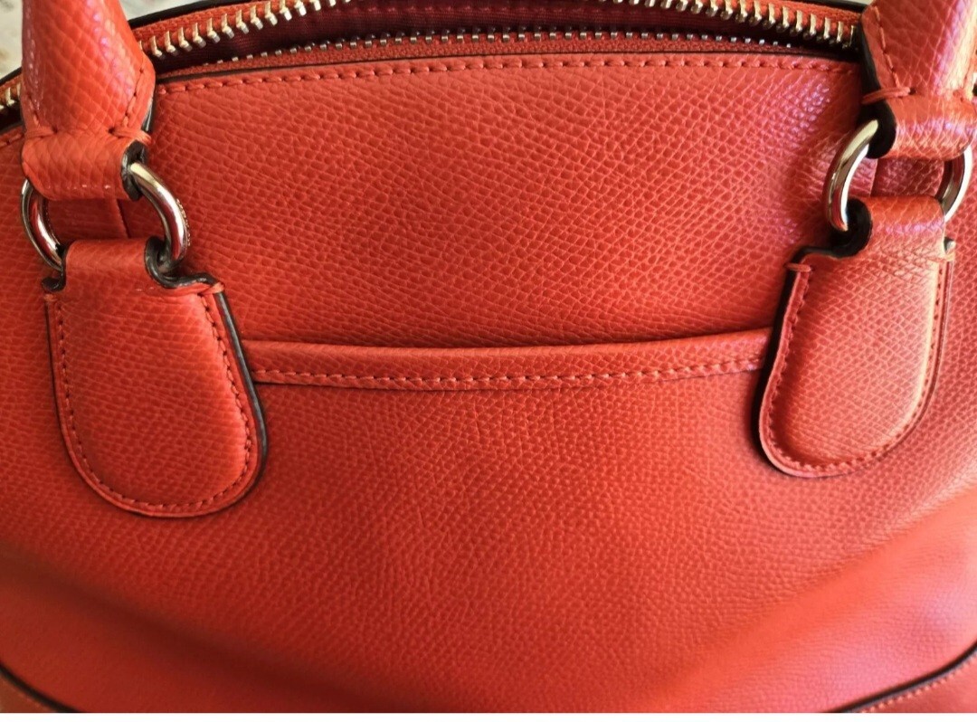 Coach Orange Satchel Handbag Leather Excellent Used Condition eBay