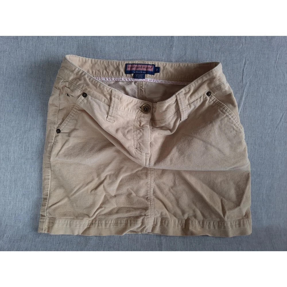 vineyard vines Women 2 Corduroy Belted Slash Pockets Brown Cotton Mini Skirt
