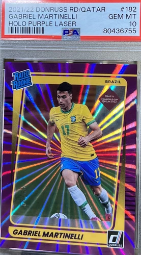 Gabriel Martinelli, /99, RC, PSA10, POP9, 2021-22 Donruss Holo Purple Laser