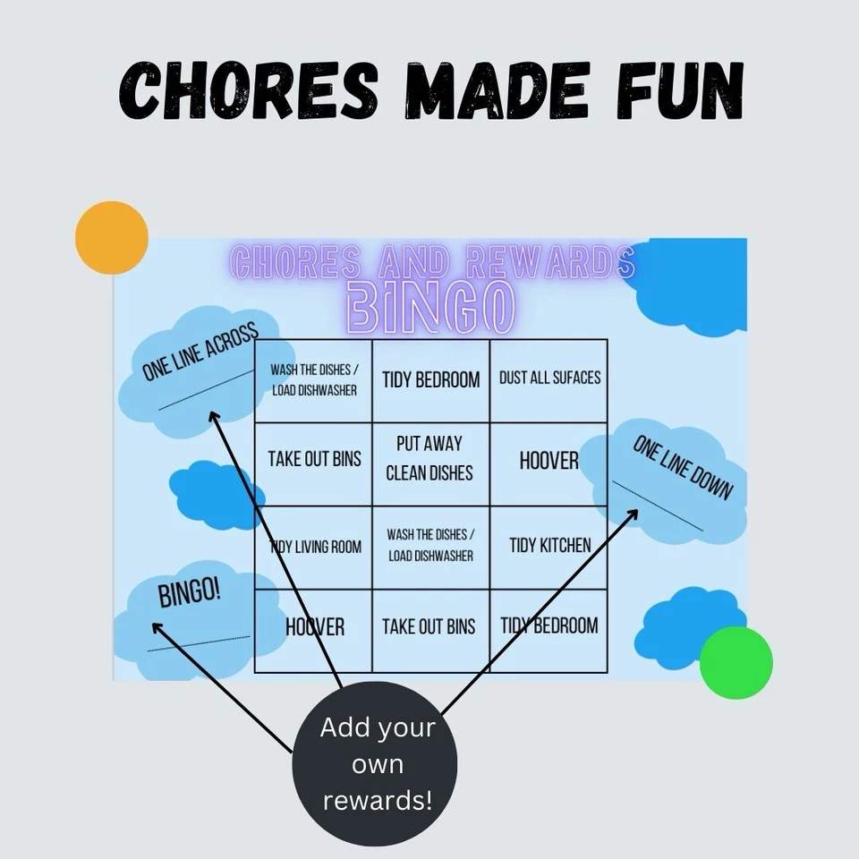 BINGO CHORES| Fun Chores for Kids| Printable Chore List Chore Games for Children - Image 4 of 4