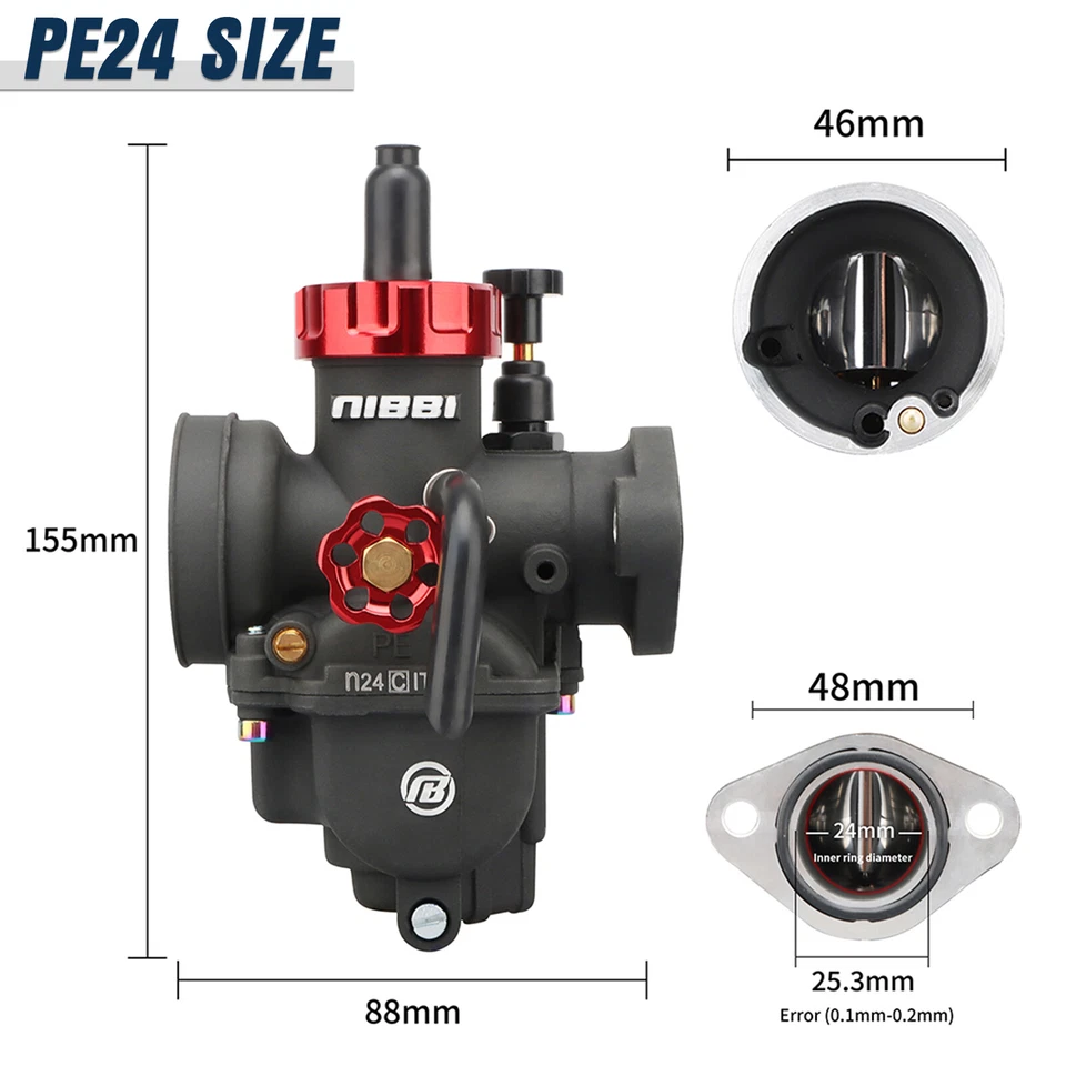 NIBBI PE 24mm Flange Racing Carburetor Fits HONDA XR100 81-84 XR100R 85-04 Carb - Image 2 of 4