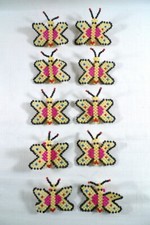 10 Vintage Acrylic BEADED BUTTERFLIES w/Hanging Loop 2.5" x 2.5"